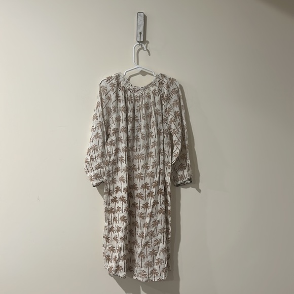 • Pink Chicken • Girls Ava Palm Tree Print Dress Long Sleeves White Brown 12 - Picture 5 of 5